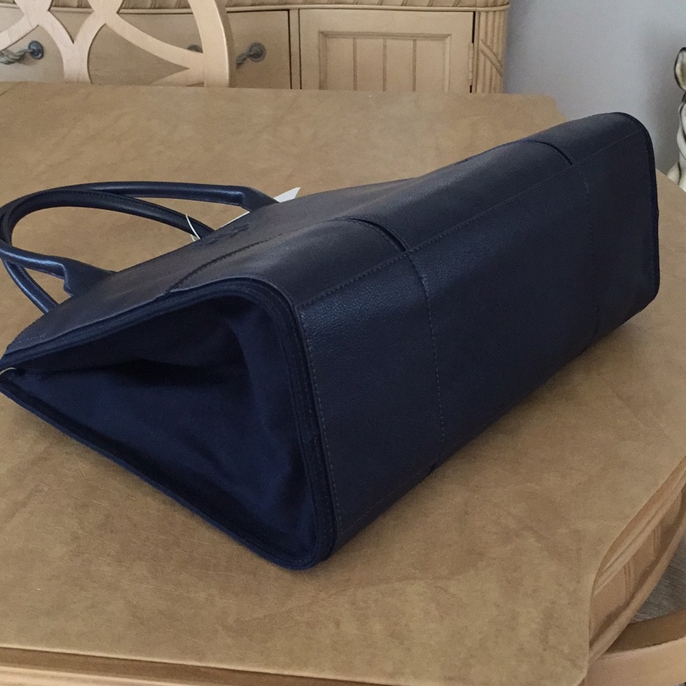 Tory Burch ELLA Leather/Canvas tote, Navy color - Picture 3 of 8